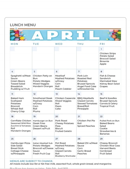 April Menu 425