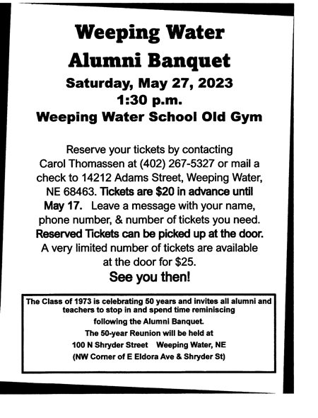 Weeping Water Alumni Banquet 450
