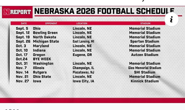 Nebraska Football Schedule cropped 600