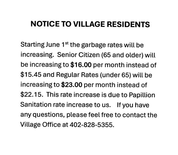Notice to Village Residents